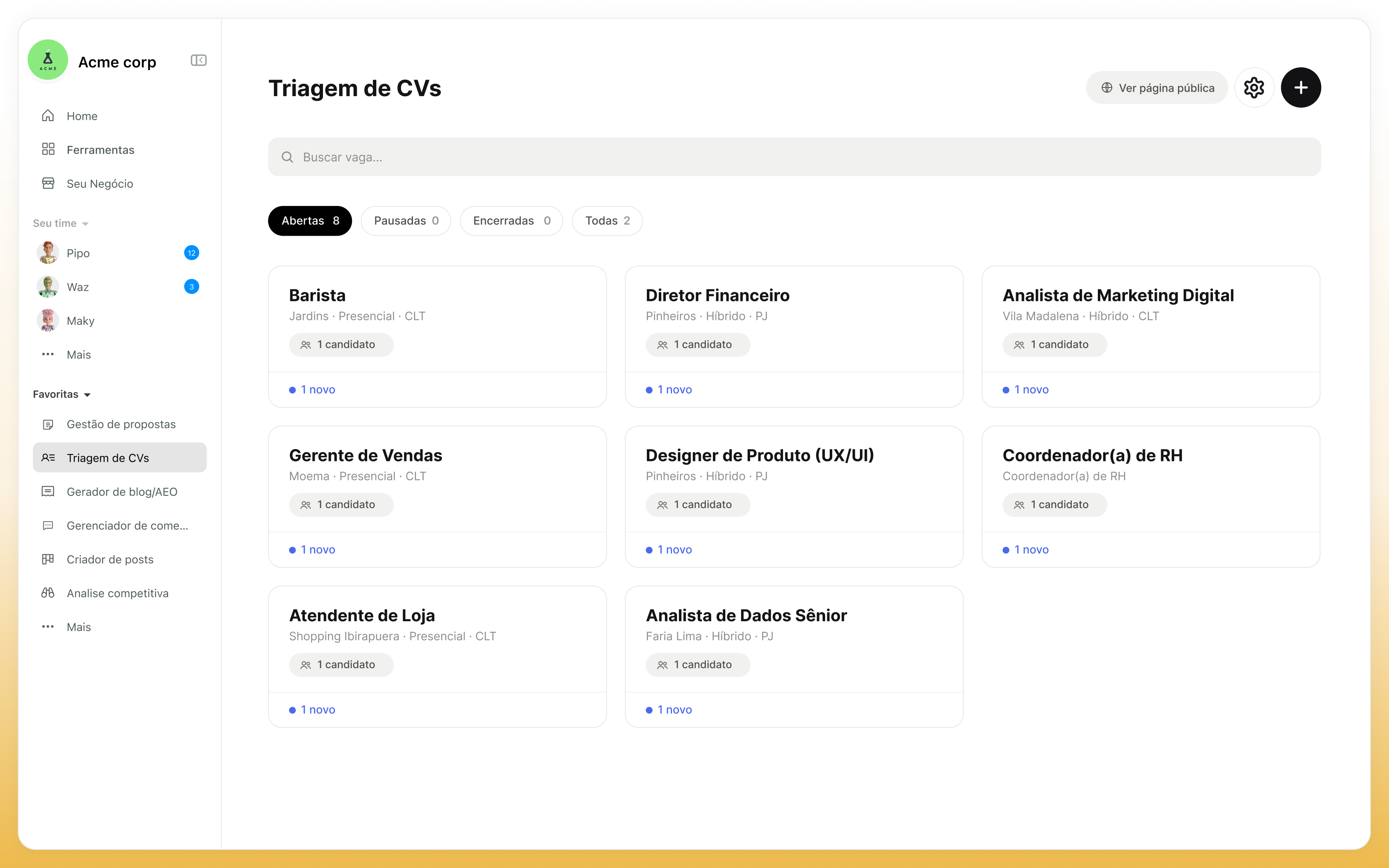 Painel de Triagem de CVs do Squad conduzido pelo Pipo